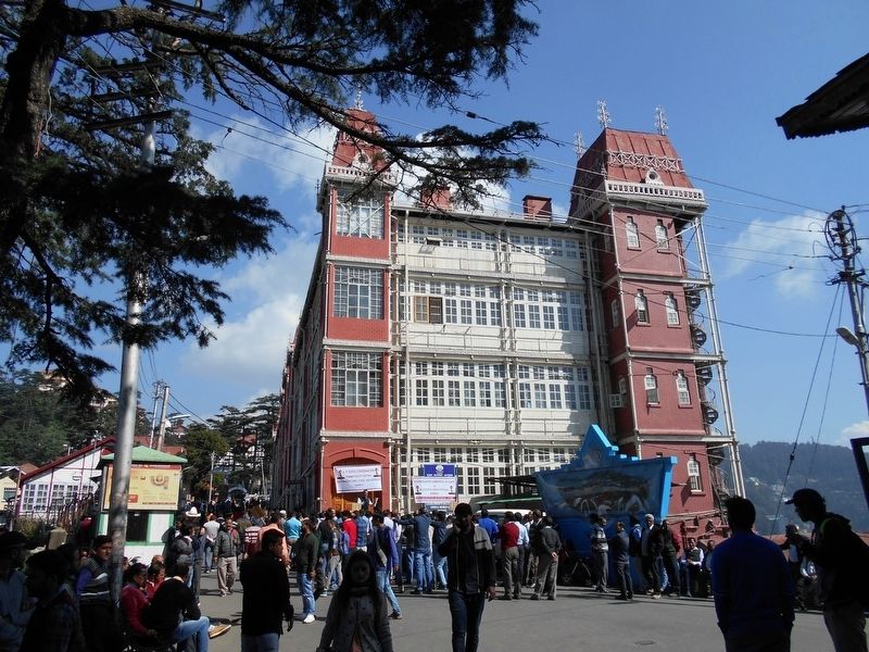 A political rally taking place at the end of the Railway Board Building. Click for full size. A political rally taking place at the end of the Railway Board Building image. Click for full size.