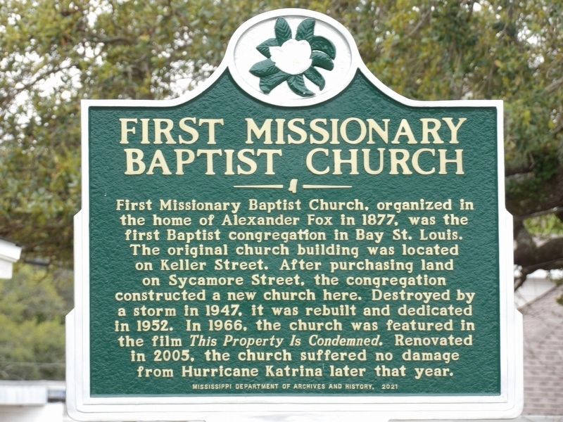 First Missionary Baptist Church Marker image. Click for full size.