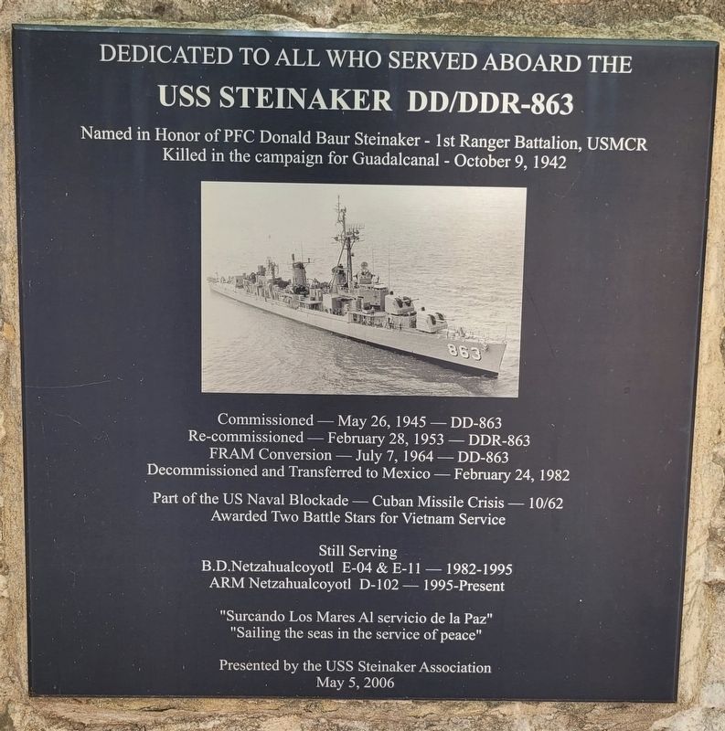 USS Steinaker Marker image. Click for full size.