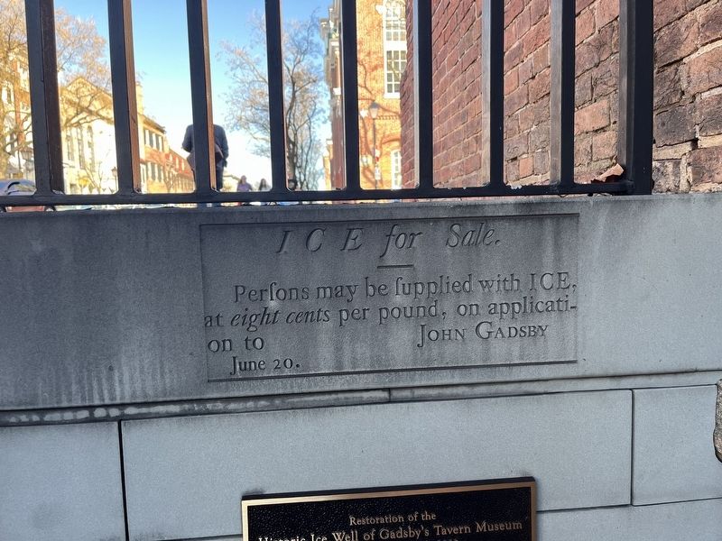 The Gadsby's Tavern Ice Well Marker. Click for full size. The Gadsby's Tavern Ice Well Marker image. Click for full size.