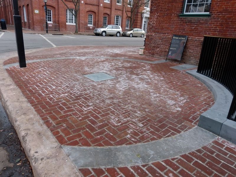 The Gadsby's Tavern Ice Well<br> outlined on the Sidwalk. Click for full size. The Gadsby's Tavern Ice Well<br> outlined on the Sidwalk image. Click for full size.