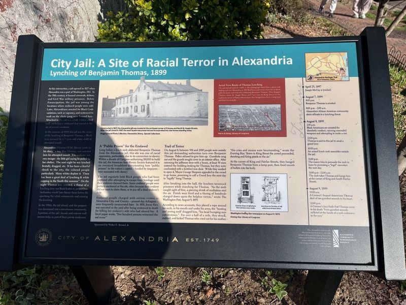 City Jail: A Site of Racial Terror in Alexandria Marker image. Click for full size.