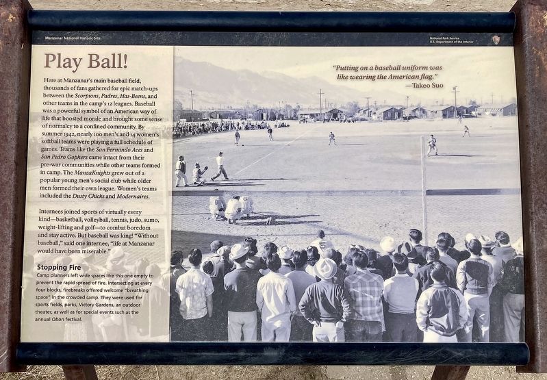Manzanar Baseball Field Marker image. Click for full size.