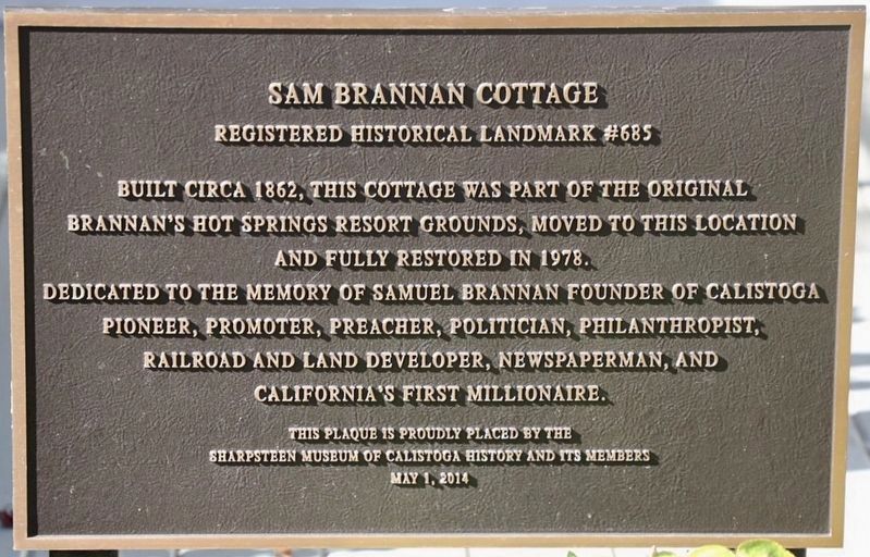 Sam Brannan Cottage Marker image. Click for full size.