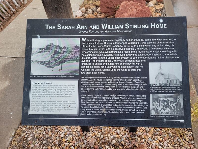 The Sarah Ann and William Stirling Home Marker image. Click for full size.