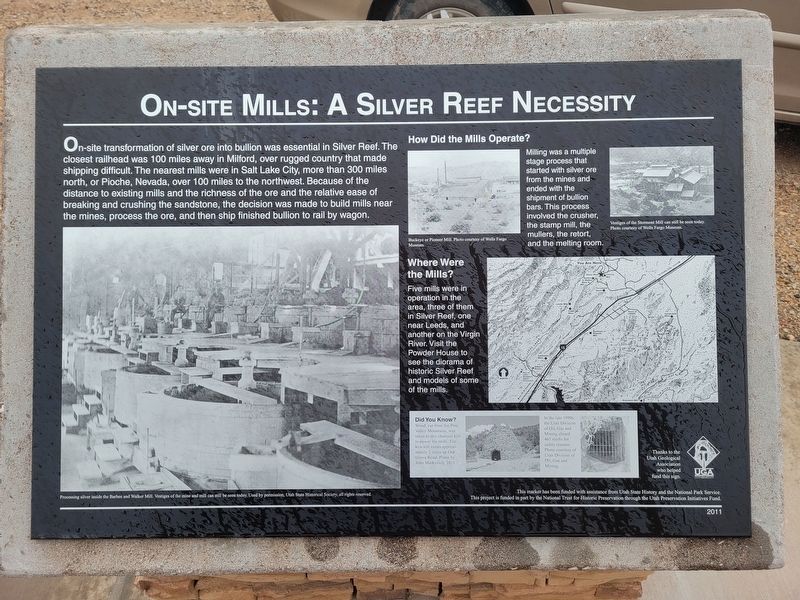 On-Site Mills: A Silver Reef Necessity Marker image. Click for full size.