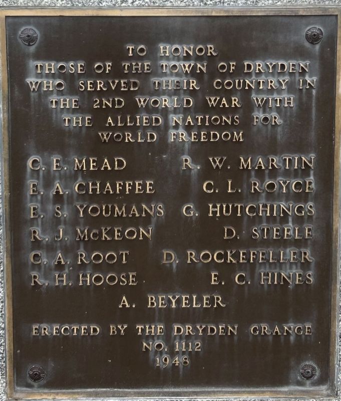 Dryden War Memorial Marker image. Click for full size.
