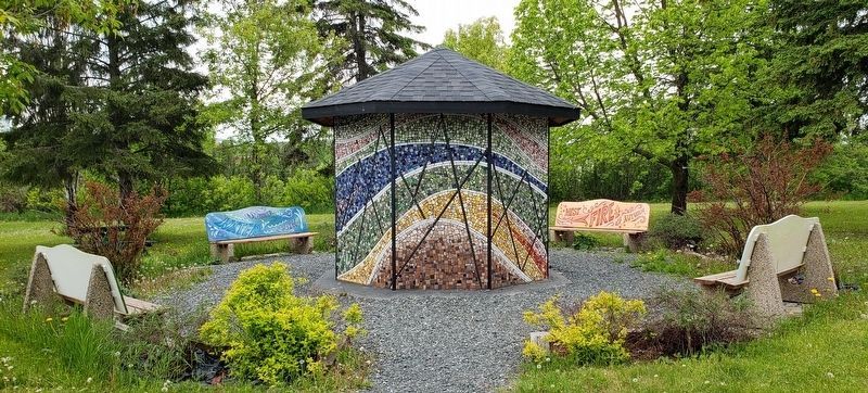 "Pieces of Dryden" Centennial Mosaic (<i>east side</i>) image. Click for full size.
