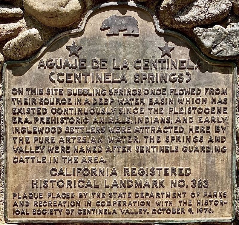 Centinela Springs Marker image. Click for full size.