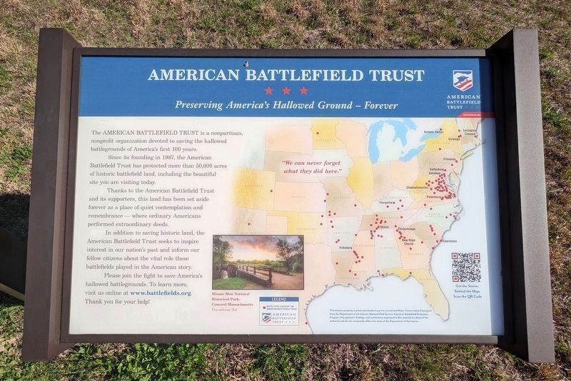 American Battlefield Trust: Preserving America's Hallowed Ground - Forever. Click for full size. American Battlefield Trust: Preserving America's Hallowed Ground - Forever image. Click for full size.