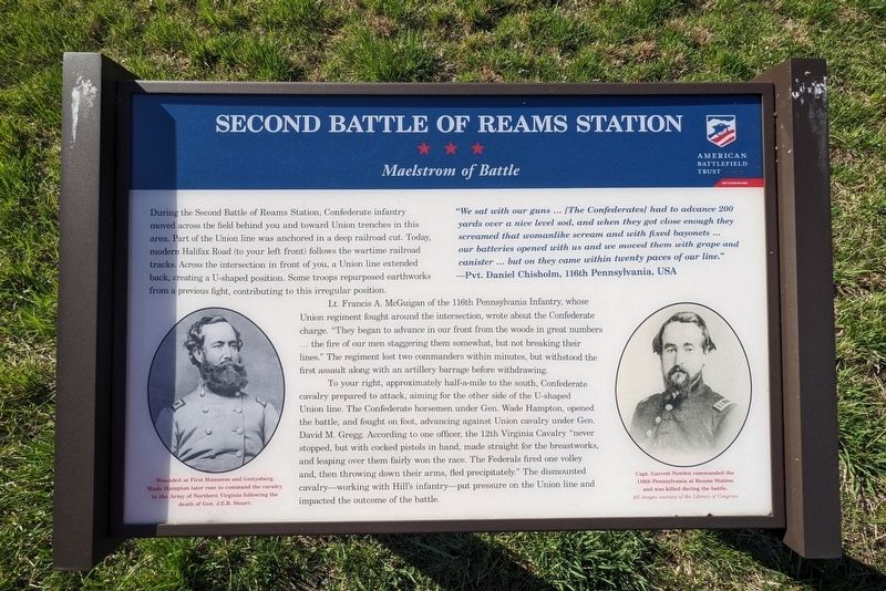 Second Battle Of Reams Staition Marker. Click for full size. Second Battle Of Reams Staition Marker image. Click for full size.