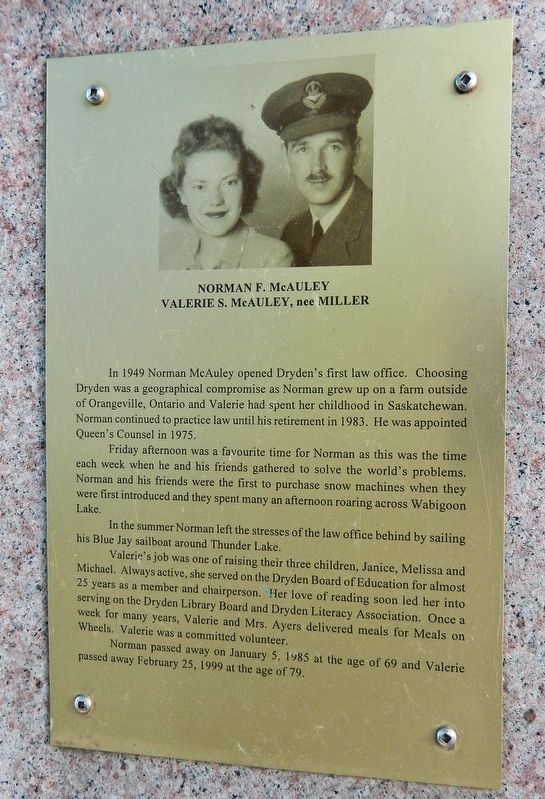 Norman F. McAuley Marker. Click for full size. Norman F. McAuley Marker image. Click for full size.