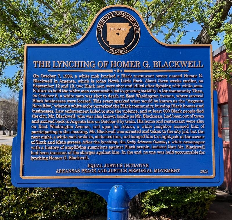 The Lynching of Homer G. Blackwell Marker image. Click for full size.