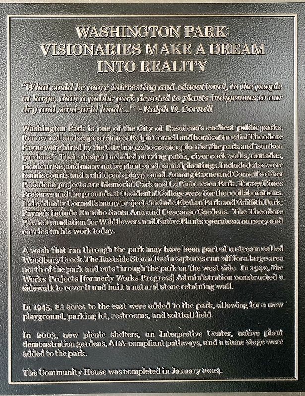 Washington Park Marker. Click for full size. Washington Park Marker image. Click for full size.