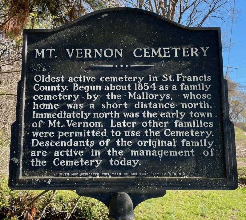 Mt. Vernon Cemetery Marker. Click for full size. Mt. Vernon Cemetery Marker image. Click for full size.