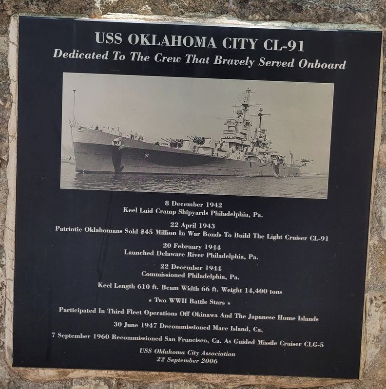 USS Oklahoma City CL-91 Marker image. Click for full size.