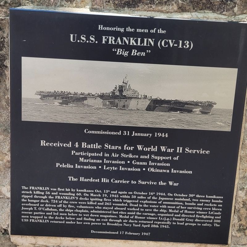 U.S.S. Franklin (CV-13) Marker image. Click for full size.