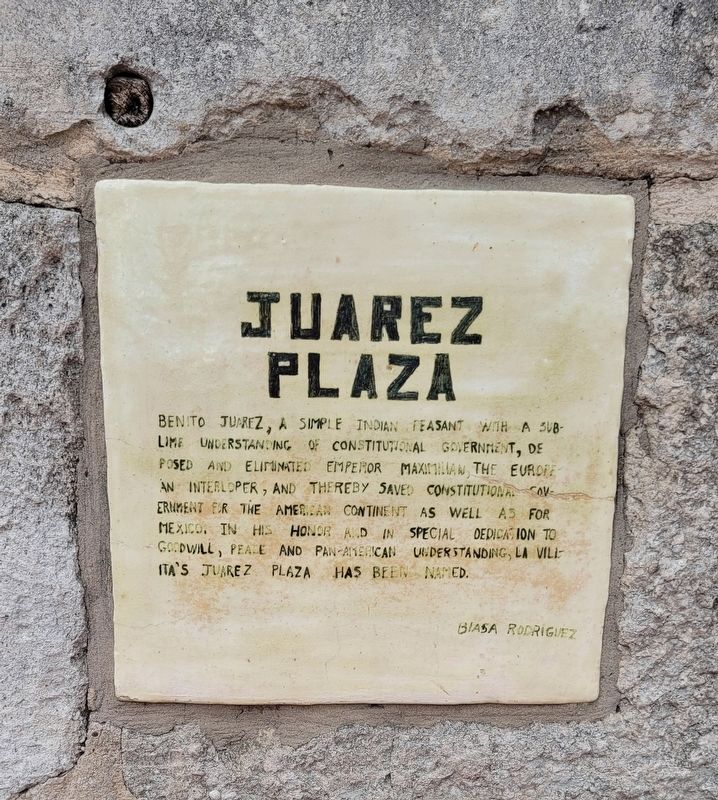 Juarez Plaza Marker. Click for full size. Juarez Plaza Marker image. Click for full size.