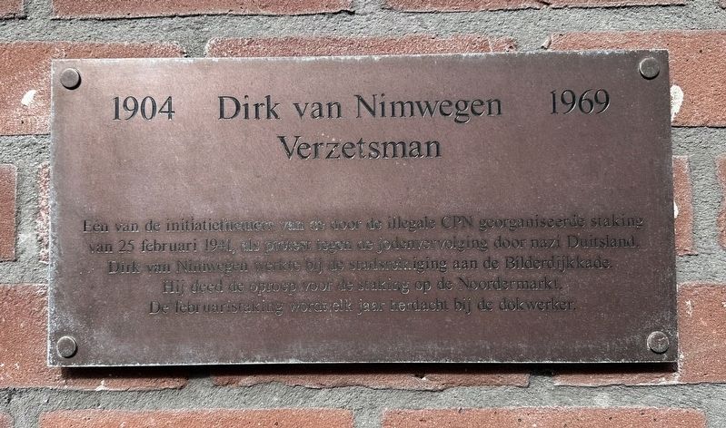 Dirk van Nimwegen (1904-1969), Verzetsman (Member of the Resistance) Marker image. Click for full size.