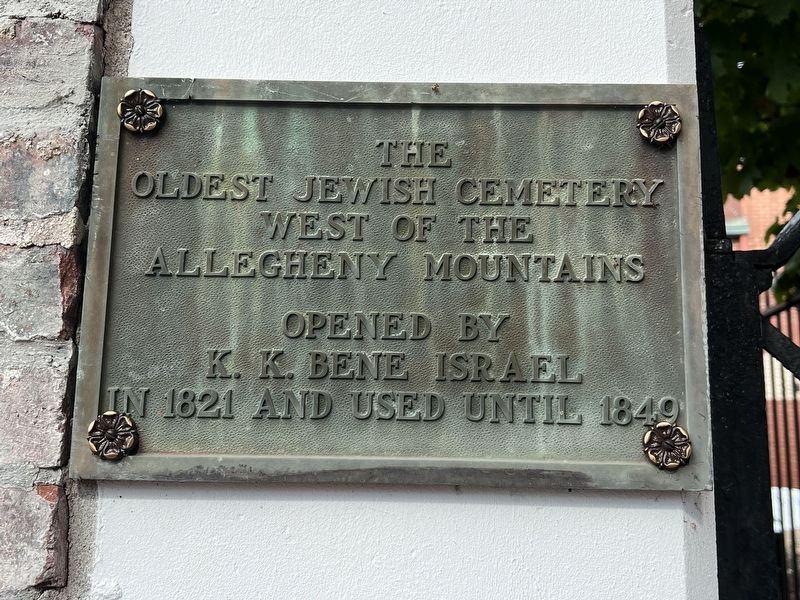 The Oldest Jewish Cemetery West of the Allegheny Mountains Marker image. Click for full size.