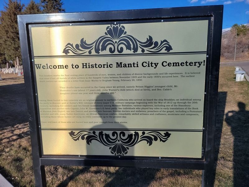 Welcome to Historic Manti City Cemetery Marker image. Click for full size.