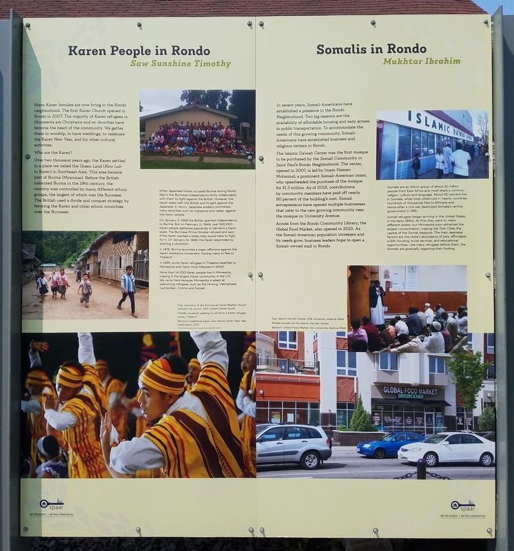 Karen People in Rondo/Somalis in Rondo Marker. Click for full size. Karen People in Rondo/Somalis in Rondo Marker image. Click for full size.