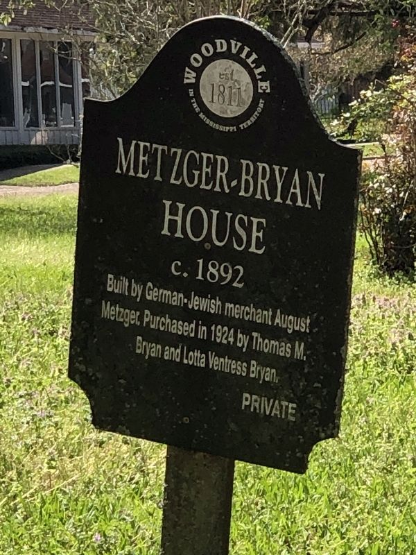 Metzger-Bryan House Marker image. Click for full size.