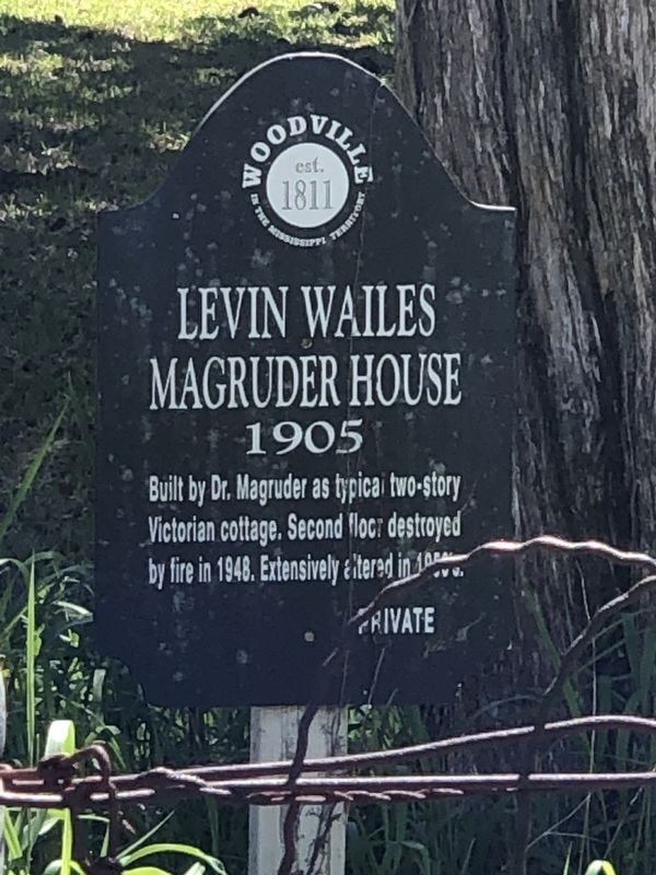 Levin Wailes Magruder House Marker. Click for full size. Levin Wailes Magruder House Marker image. Click for full size.