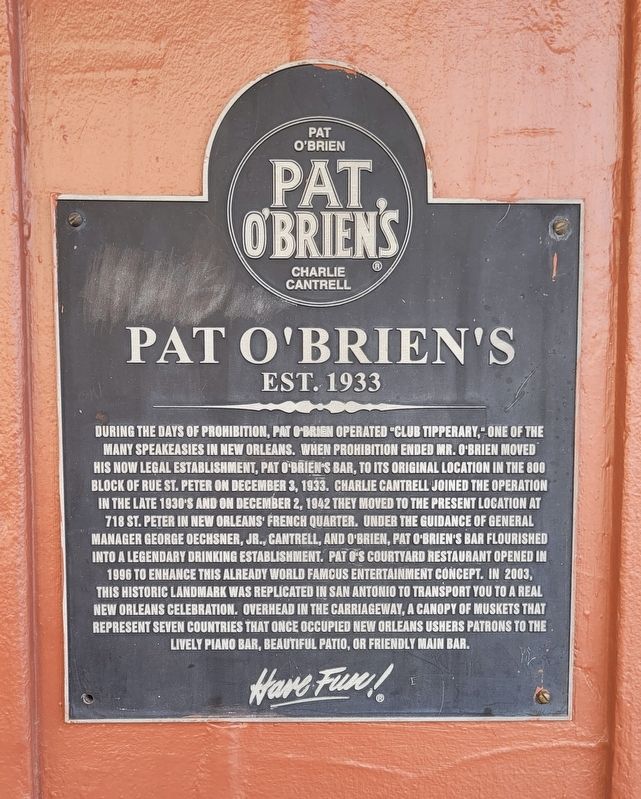 Pat O'Brien's Marker image. Click for full size.