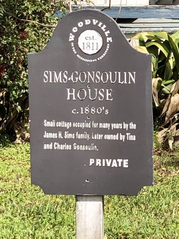 Sims-Gonsoulin House Marker image. Click for full size.