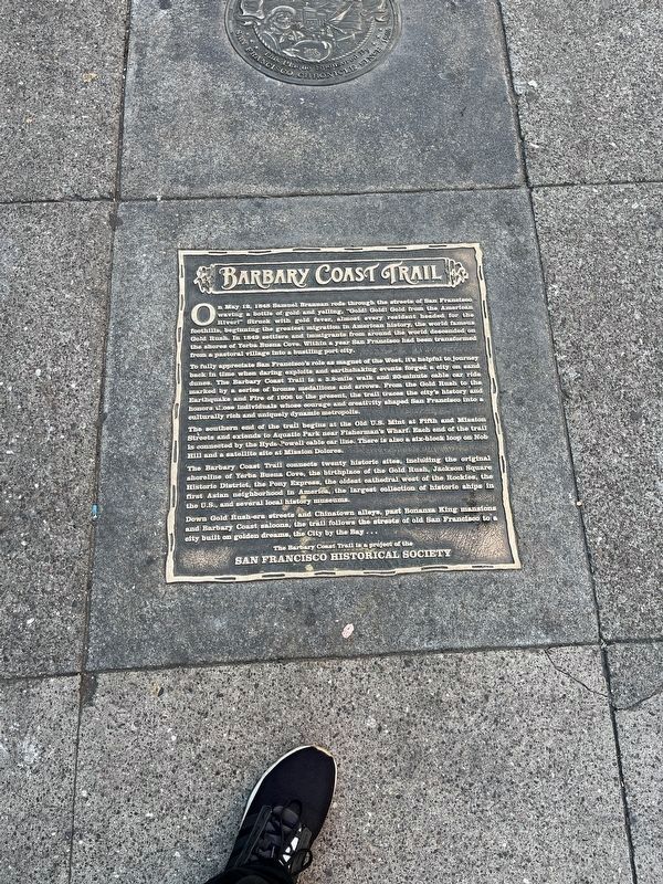 The Barbary Coast Trail Marker image. Click for full size.