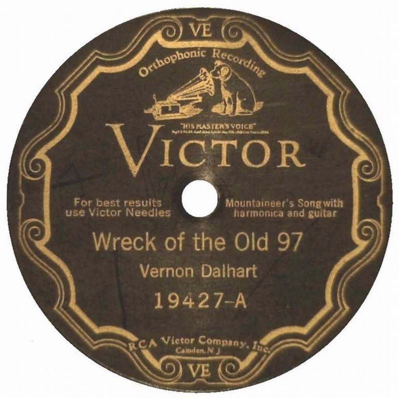 Wreck of the Old 97  Vernon Dalhart image. Click for full size.