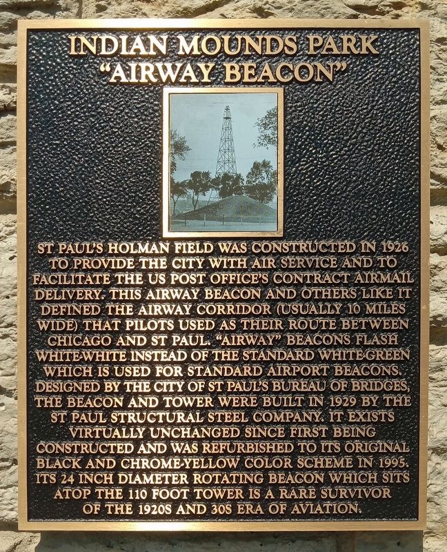 Indian Mounds Park "Airway Beacon" Marker image. Click for full size.