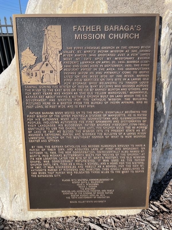 Father Baraga's Mission Church Marker. Click for full size. Father Baraga's Mission Church Marker image. Click for full size.