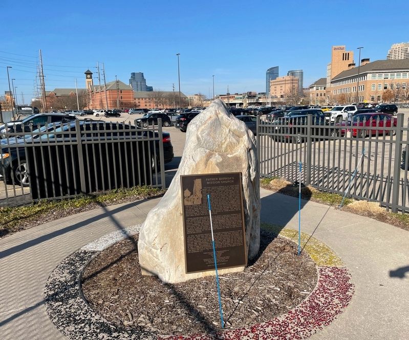 Father Baraga's Mission Church Marker. Click for full size. Father Baraga's Mission Church Marker image. Click for full size.
