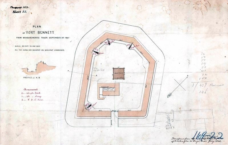 Plan of Fort Bennett. Click for full size. Plan of Fort Bennett image. Click for full size.