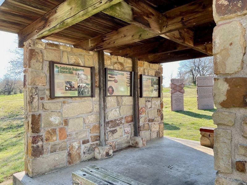 The Confederate Headquarters and Reserve Units Marker on left. image. Click for full size.