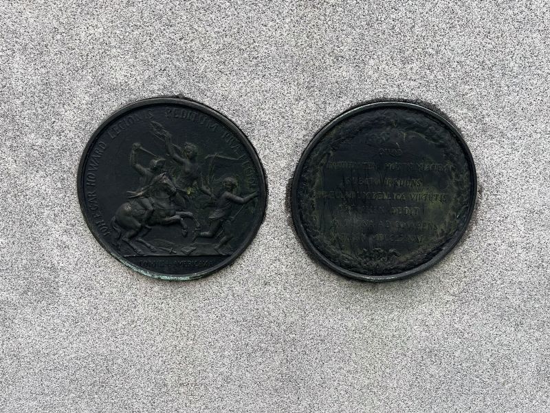 Medallions on the back of the equestrian statue. Click for full size. Medallions on the back of the equestrian statue image. Click for full size.