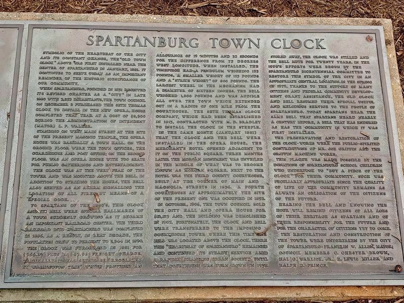 Spartanburg Town Clock Marker image. Click for full size.