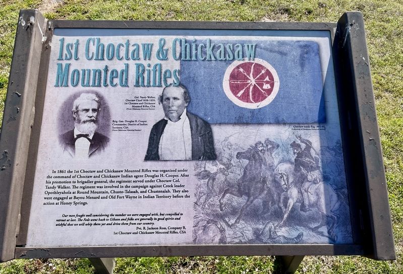 1st Choctaw & Chickasaw Mounted Rifles Marker image. Click for full size.