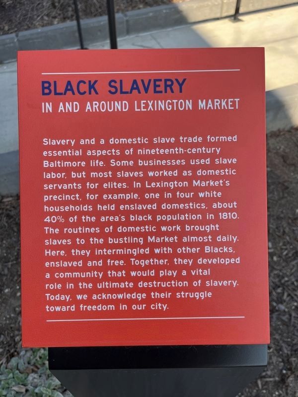 Black slavery in and around Lexington Market Marker image. Click for full size.