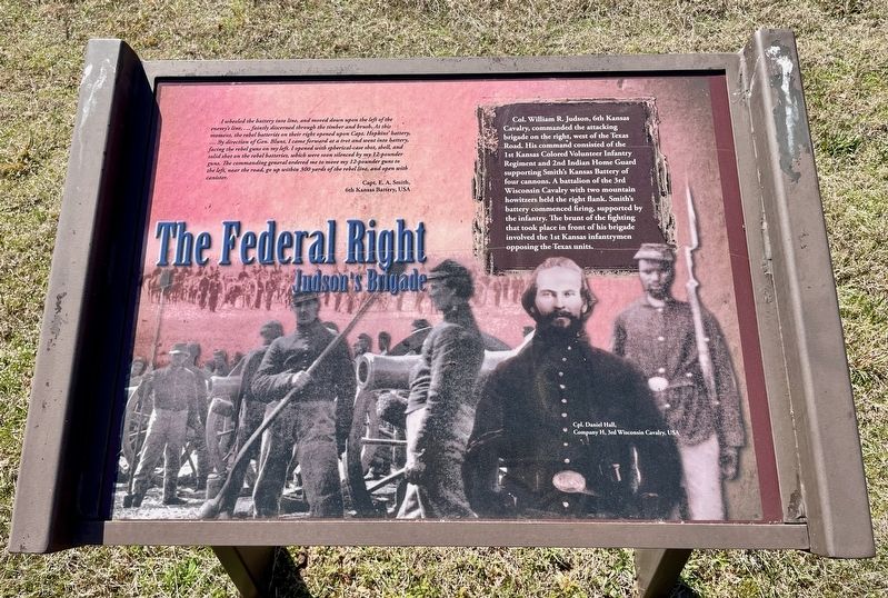 The Federal Right · <small>Judson's Brigade</small> Marker. Click for full size. The Federal Right · <small>Judson's Brigade</small> Marker image. Click for full size.