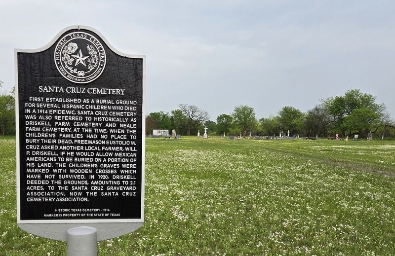 Santa Cruz Cemetery Marker with Cemetery in Background. Click for full size. Santa Cruz Cemetery Marker with Cemetery in Background image. Click for full size.