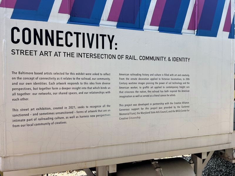 Connectivity: Street Art at the Intersection of Rail, Community, & Identity Marker. Click for full size. Connectivity: Street Art at the Intersection of Rail, Community, & Identity Marker image. Click for full size.