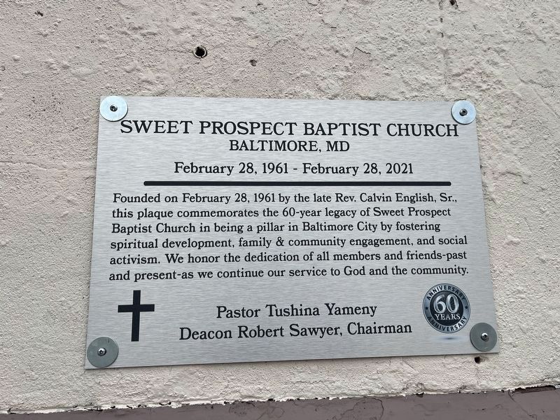 Sweet Prospect Baptist Church Marker image. Click for full size.