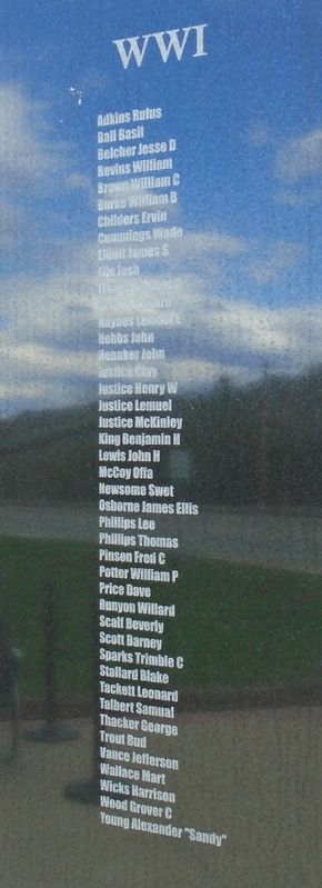 Pikeville Veterans Memorial Park World War I Honor Roll image. Click for full size.