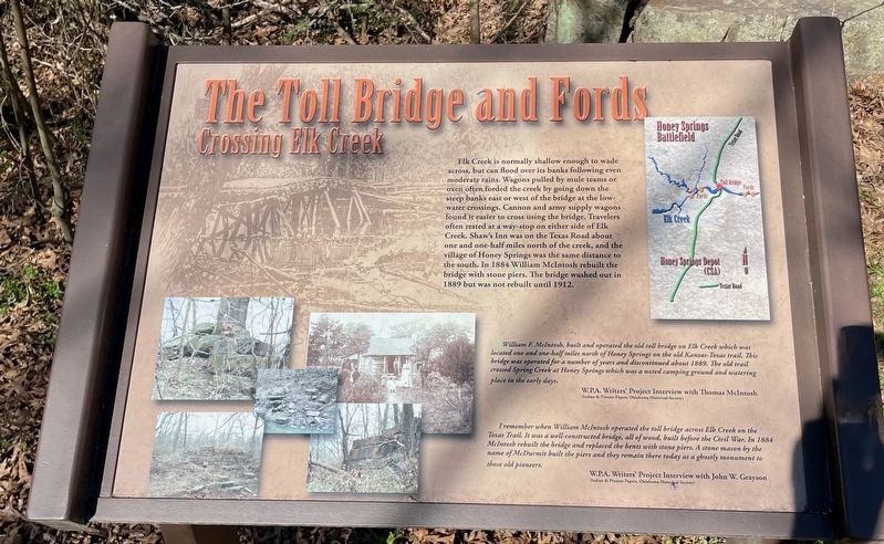 The Toll Bridge & Fords  <small>Crossing Elk Creek </small> Marker image. Click for full size.