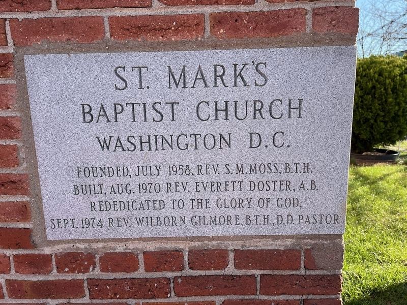 St. Mark's Baptist Church Marker image. Click for full size.