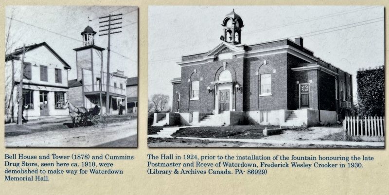 Waterdown Memorial Hall marker photo detail image. Click for full size.