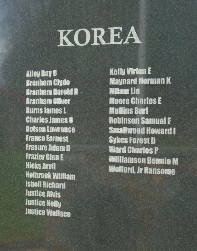 Pikeville Veterans Memorial Park Korea Honor Roll image. Click for full size.